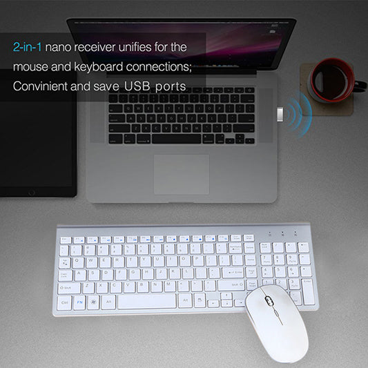 ⌨️🖱️ Teclado y Ratón Inalámbricos Ultra-Finos – Combo Profesional para Oficina y Negocios