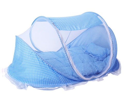 Cuna Plegable para Bebé con Mosquitera y Almohada – Set 2 Piezas