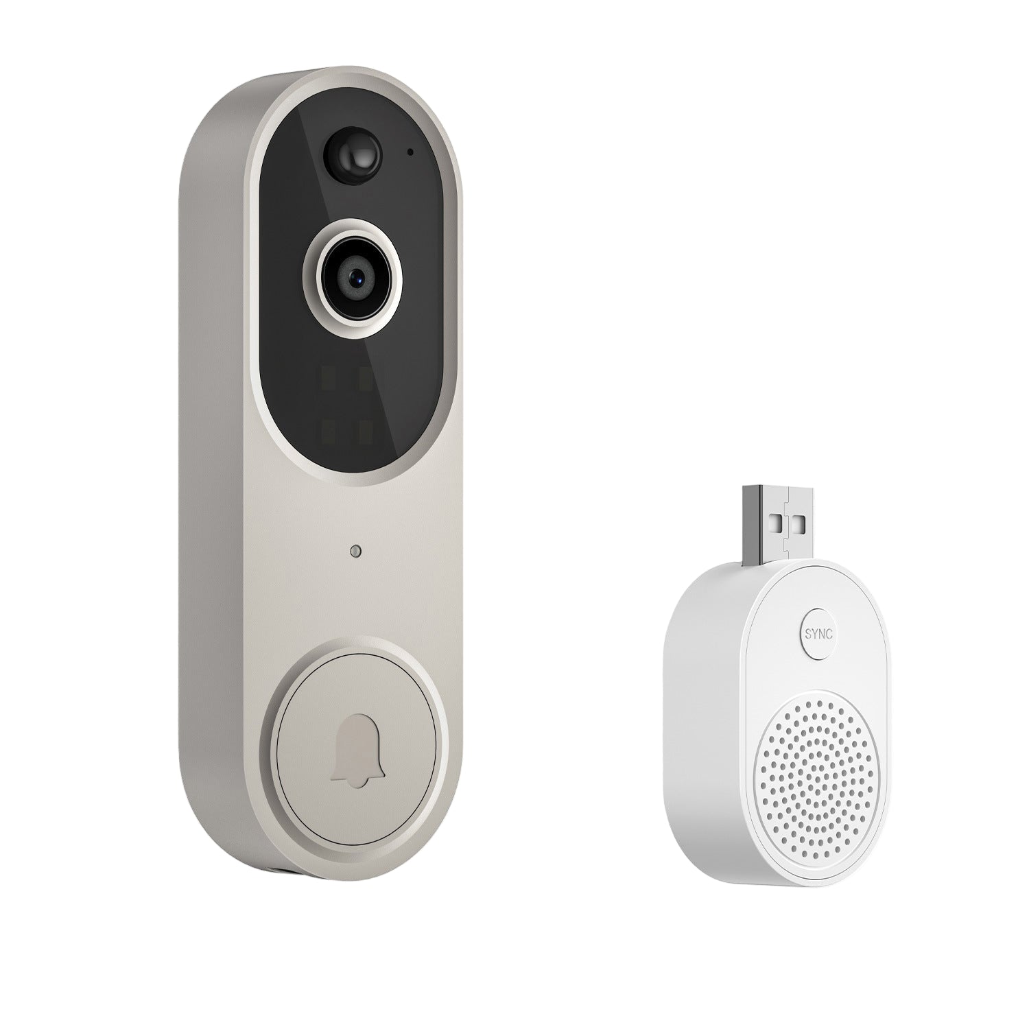 Timbre inteligente inalámbrico IP65 con cámara HD, visión nocturna, detección AI humanoide, comunicación bidireccional y almacenamiento en la nube para vigilancia exterior.