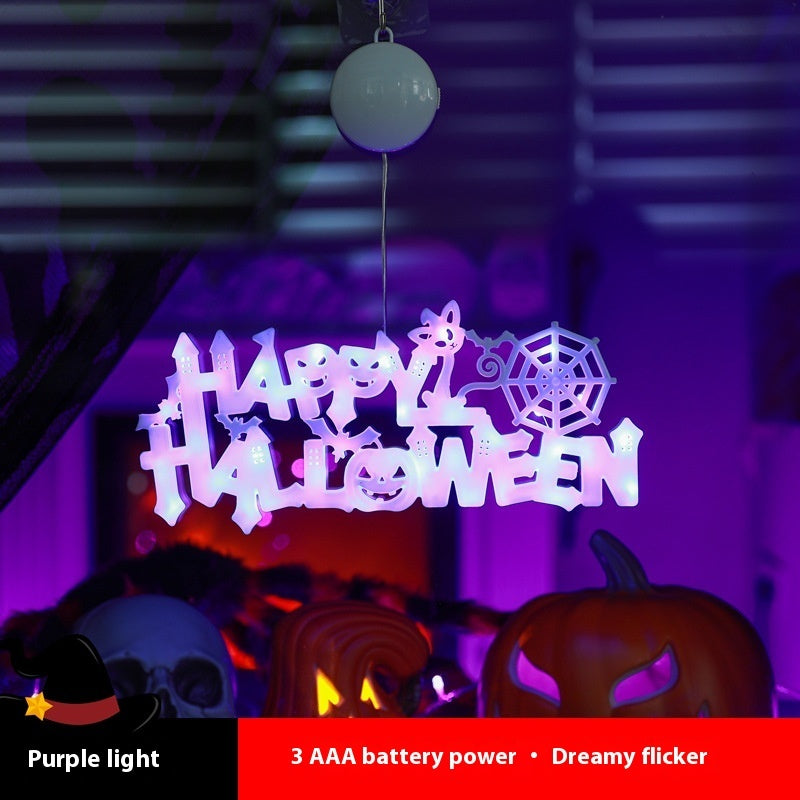 Luz Decorativa LED de Halloween – Placa Colgante para Puerta o Pared