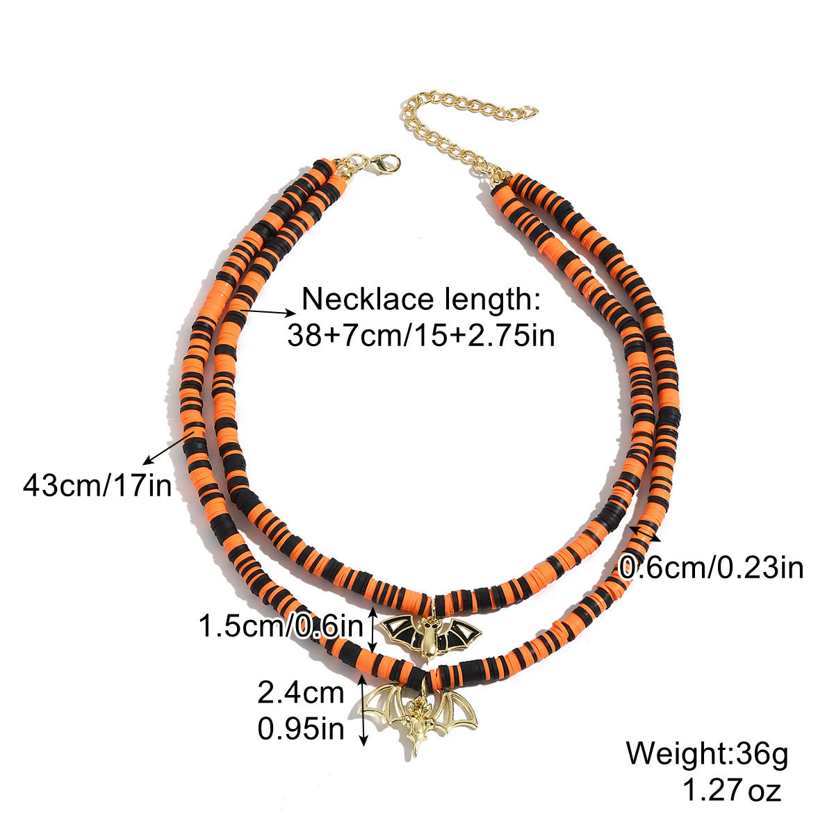 Collar Halloween con Colgante de Murciélago, Calabaza, Fantasma y Araña – Aleación de Zinc Galvanizada
