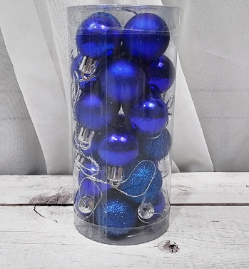 set de 24 bolas navideñas de 3 cm en plástico galvanizado con acabado brillante y mate para decorar árbol de Navidad