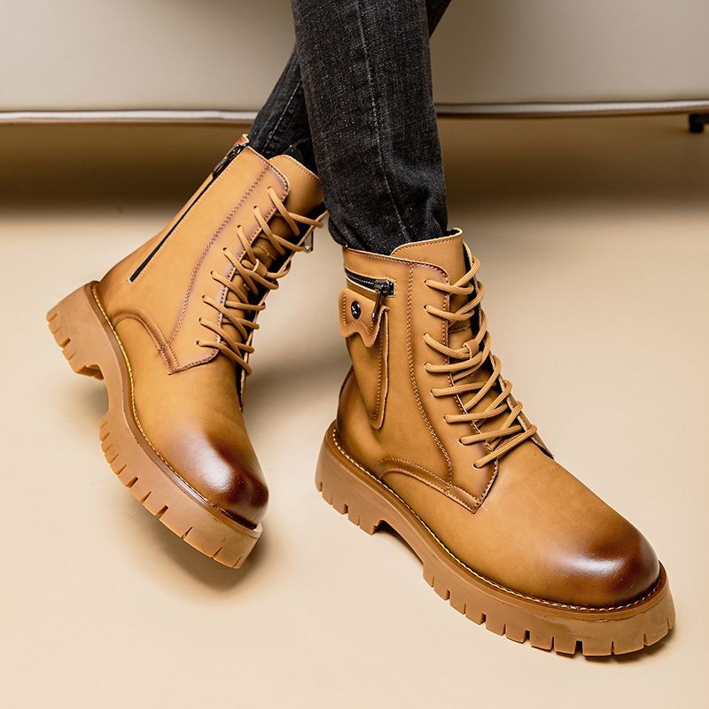 Botas Martin de hombre — Diseño de caña alta en cuero PU con cierre de hebilla