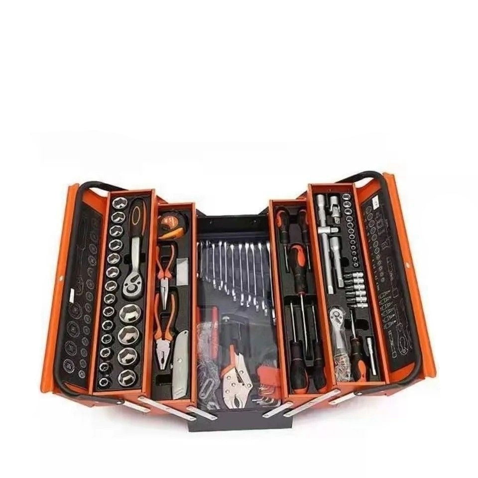 Kit de herramientas de reparación automotriz de 85 piezas con caja organizadora de tres niveles