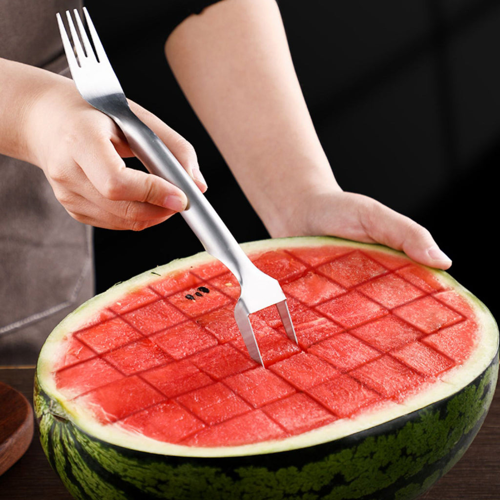 Cortador de sandía 2 en 1 – Tenedor y cuchillo de acero inoxidable