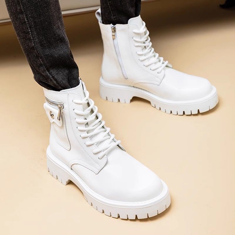 Botas Martin de hombre — Diseño de caña alta en cuero PU con cierre de hebilla