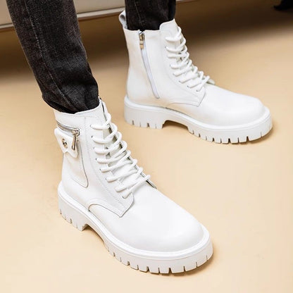 Botas Martin de hombre — Diseño de caña alta en cuero PU con cierre de hebilla