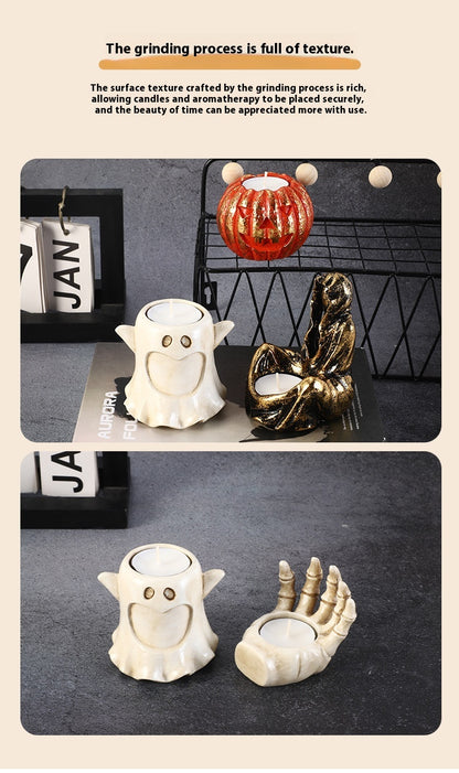 Candelabro Calabaza de Halloween – Decoración de Resina Artesanal