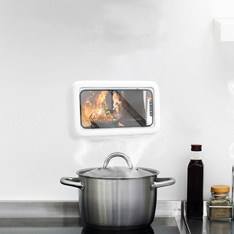 Caja impermeable para móvil — Soporte táctil para baño y cocina