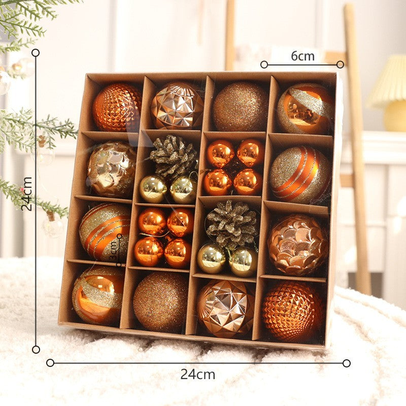 Set de bolas navideñas de plástico PC en varios tamaños y combinaciones de colores para decoración de árbol