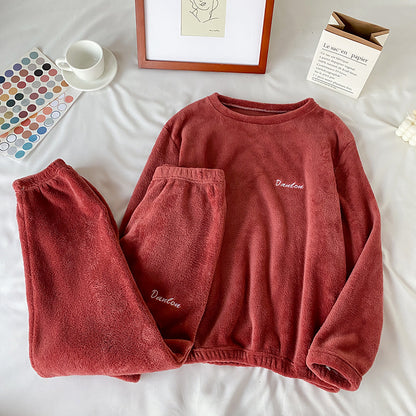 Pijama de mujer coral velvet — Conjunto cálido y suave de dos piezas
