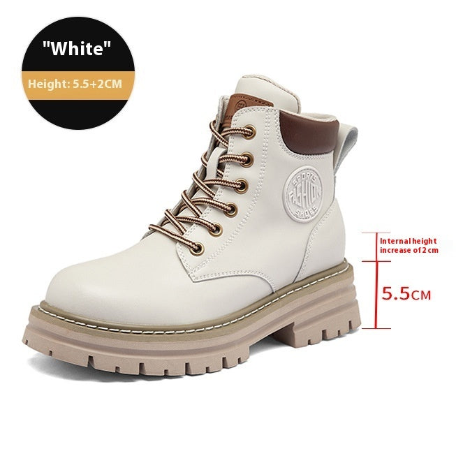 Botas Martin de Cuero Genuino con Plataforma Elevadora para Mujer