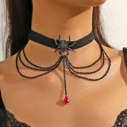 Collar Halloween con Colgante de Murciélago, Calabaza, Fantasma y Araña – Aleación de Zinc Galvanizada
