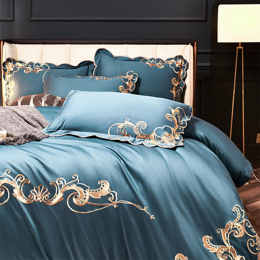 Juego de cama de terciopelo bordado 🛌 | Juego 4 piezas elegante y modernoJuego de cama de terciopelo bordado 🛌 | Juego 4 piezas elegante y moderno