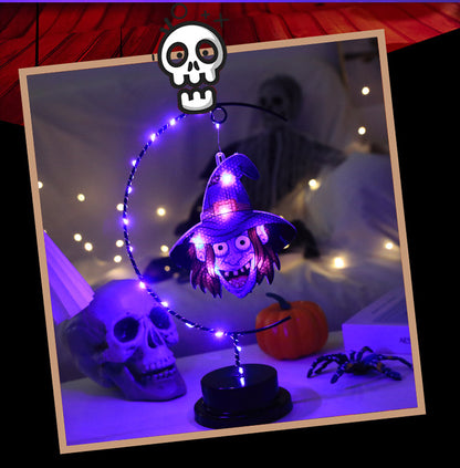 Lámpara Decorativa de Bruja en Hierro Forjado – Luz LED de Halloween