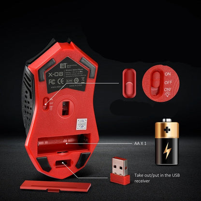 Ratón Inalámbrico Silencioso con Luces LED – 7 Botones y 5 Niveles DPI