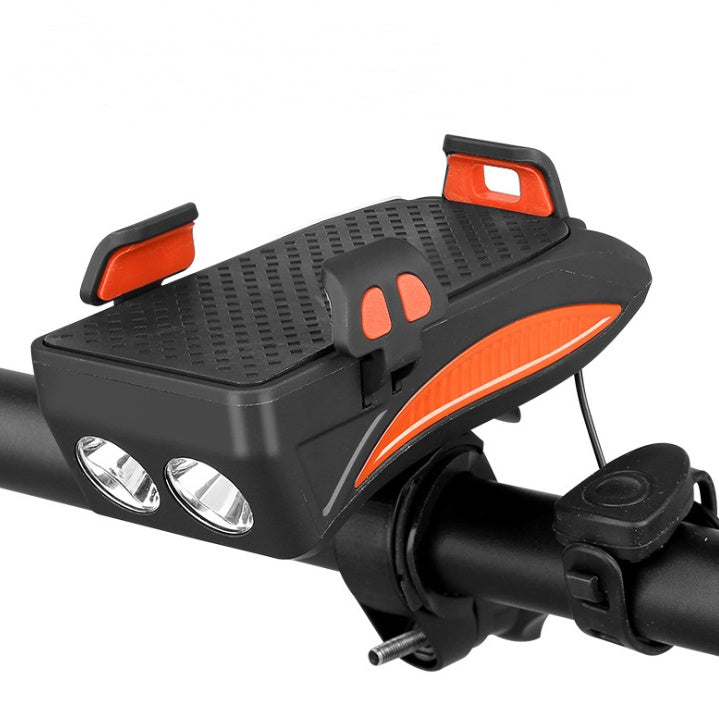 Soporte de teléfono para bicicleta con luz LED, timbre y cargador USB – Power Bank multifunción 2026