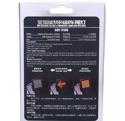 Luz trasera inteligente para bicicleta – Señales automáticas de giro, freno y recarga USB