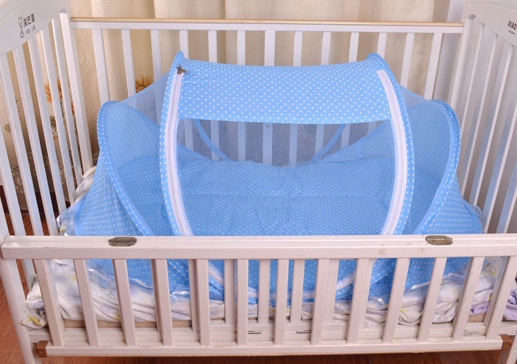 Cuna Plegable para Bebé con Mosquitera y Almohada – Set 2 Piezas