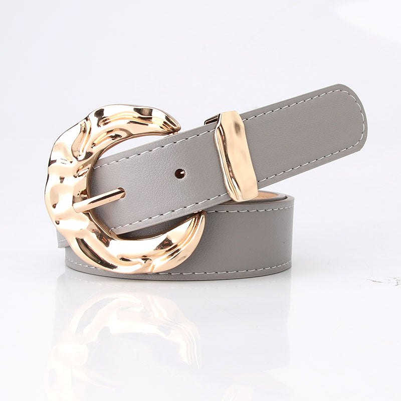 Cinturón unisex de PU con hebilla clásica de pasador, diseño minimalista y acabado moderno disponible en varios colores.
