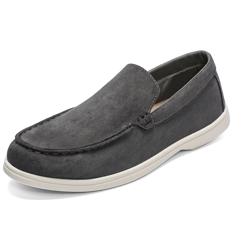 Mocasines slip-on de gamuza para hombre — Diseño cómodo con punta redonda y suela plana