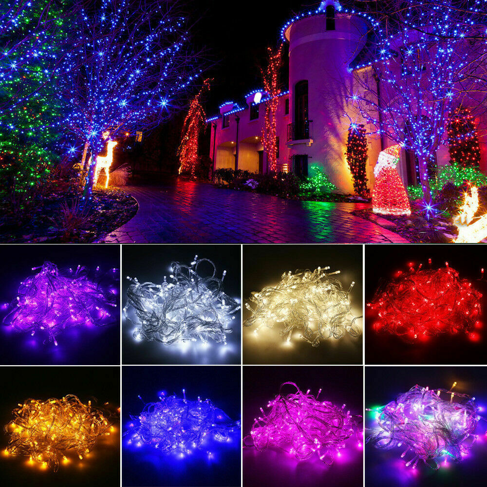 guirnalda de luces LED multicolor de 10 m con 100 bombillas mini IP44 para decoración navideña interior y exterior