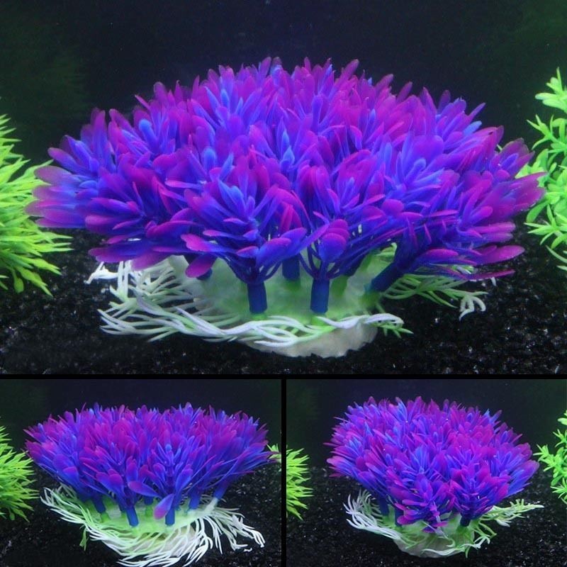 Planta decorativa redonda para acuarios – Césped artificial con base estable