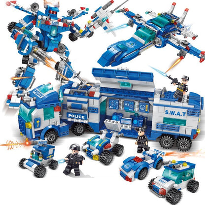Set de Construcción Policía – Bloques Pequeños Educativos 400-800 Piezas