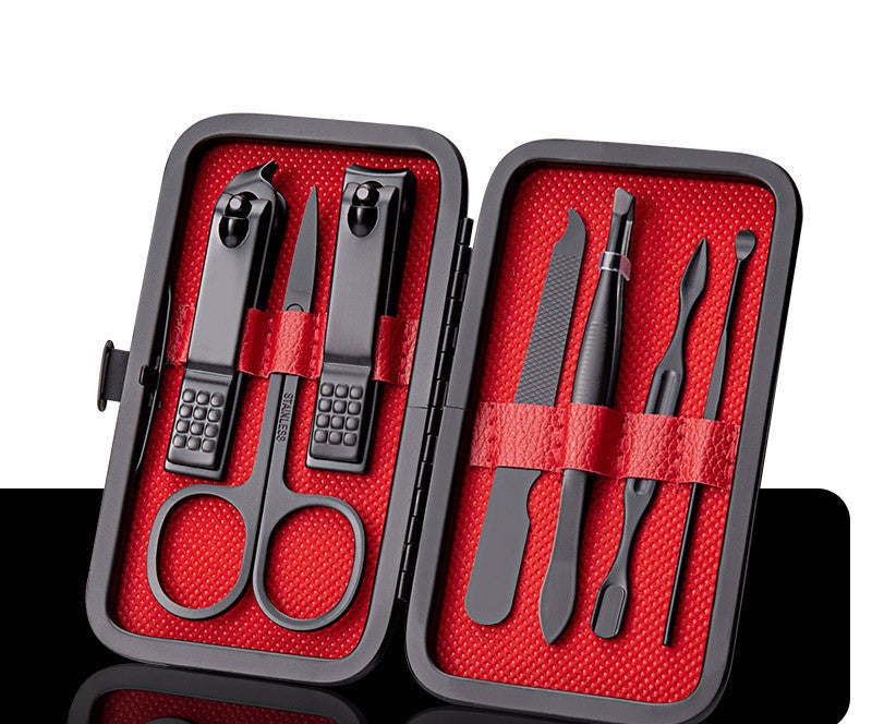 Set Profesional de Manicura y Pedicura en Acero Inoxidable con Estuche de Cuero