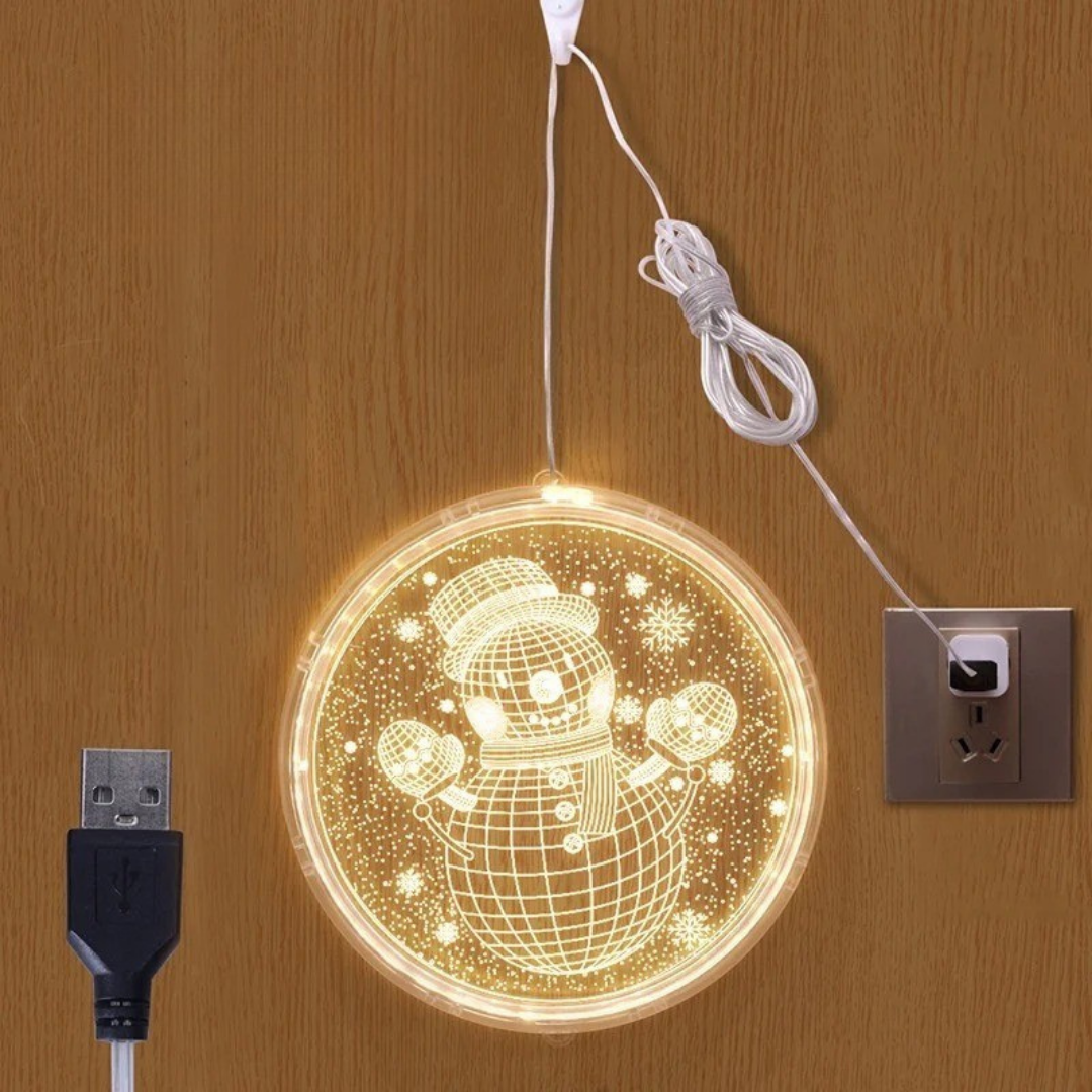 Luz ambiental navideña redonda con iluminación LED cálida y diseño moderno para decoración interior y exterior protegida