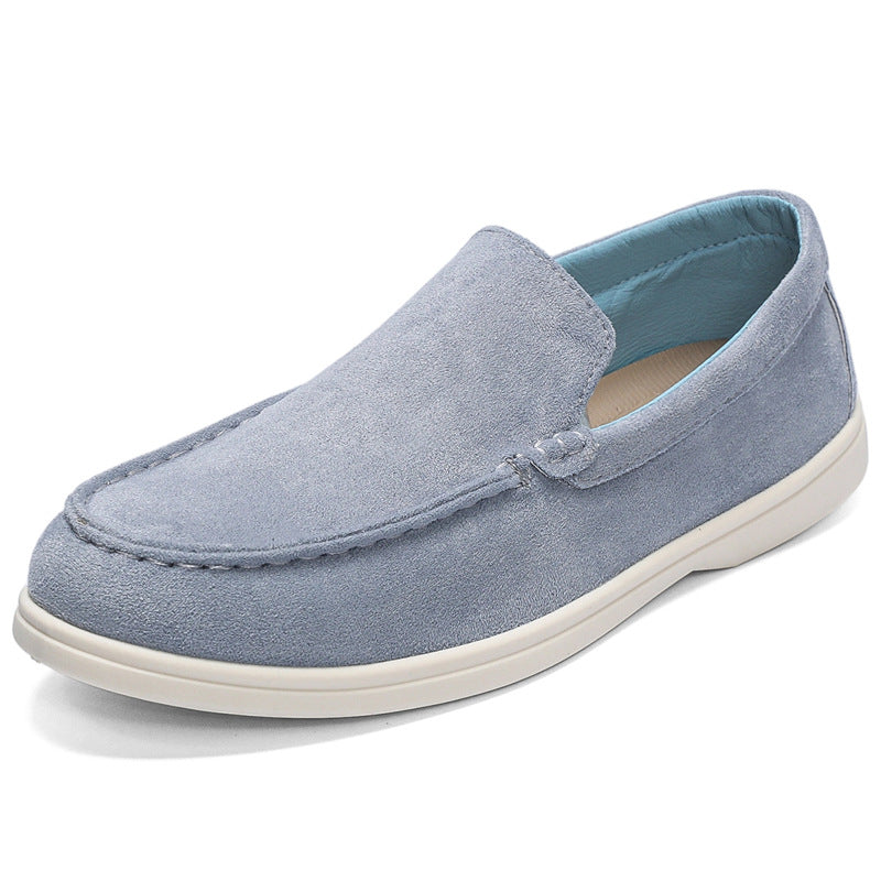 Mocasines slip-on de gamuza para hombre — Diseño cómodo con punta redonda y suela plana