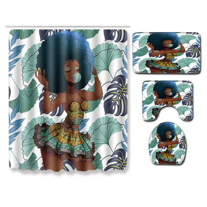 Set combinado de alfombra y cortina de baño — Estilo moderno y práctico