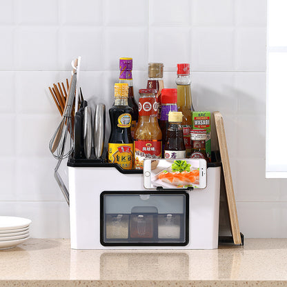 Caja organizadora de especias para cocina de plástico resistente, gran capacidad y varios colores