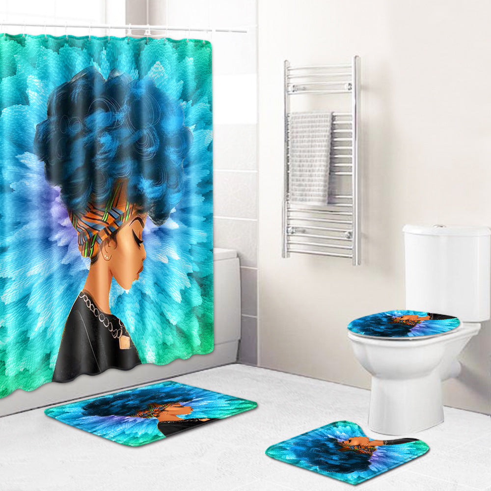 Set combinado de alfombra y cortina de baño — Estilo moderno y práctico