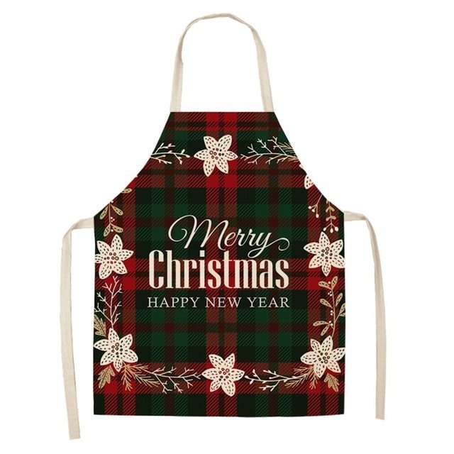 Delantal navideño de lino y algodón con diseño festivo creativo para cocina y eventos familiares