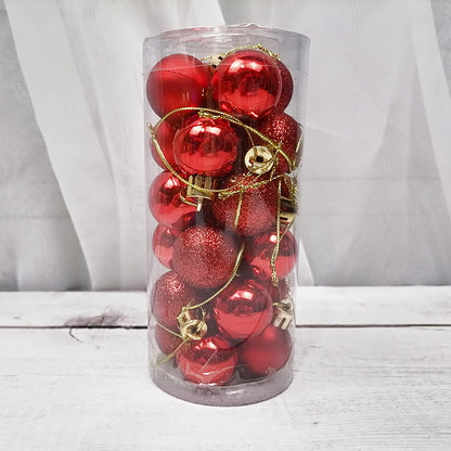 set de 24 bolas navideñas de 3 cm en plástico galvanizado con acabado brillante y mate para decorar árbol de Navidad