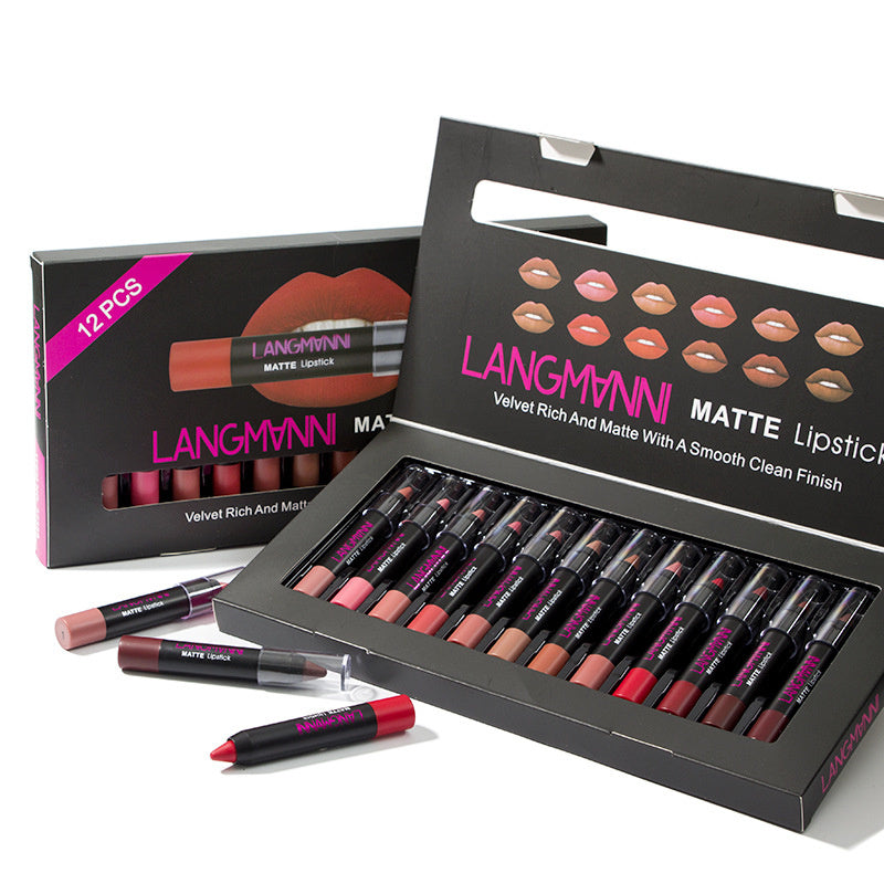 Set de 12 Labiales de Colores Intensos y de Larga Duración