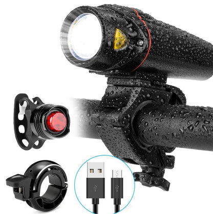 Luz frontal y trasera para bicicleta LED USB recargable – Potencia 350 lúmenes y diseño resistente