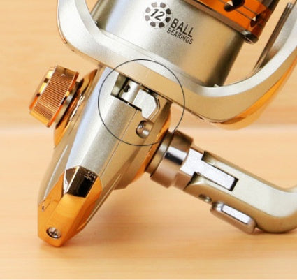 Carrete de pesca YUMOSHI 12BB ultraligero con mango de madera y cuerpo metálico