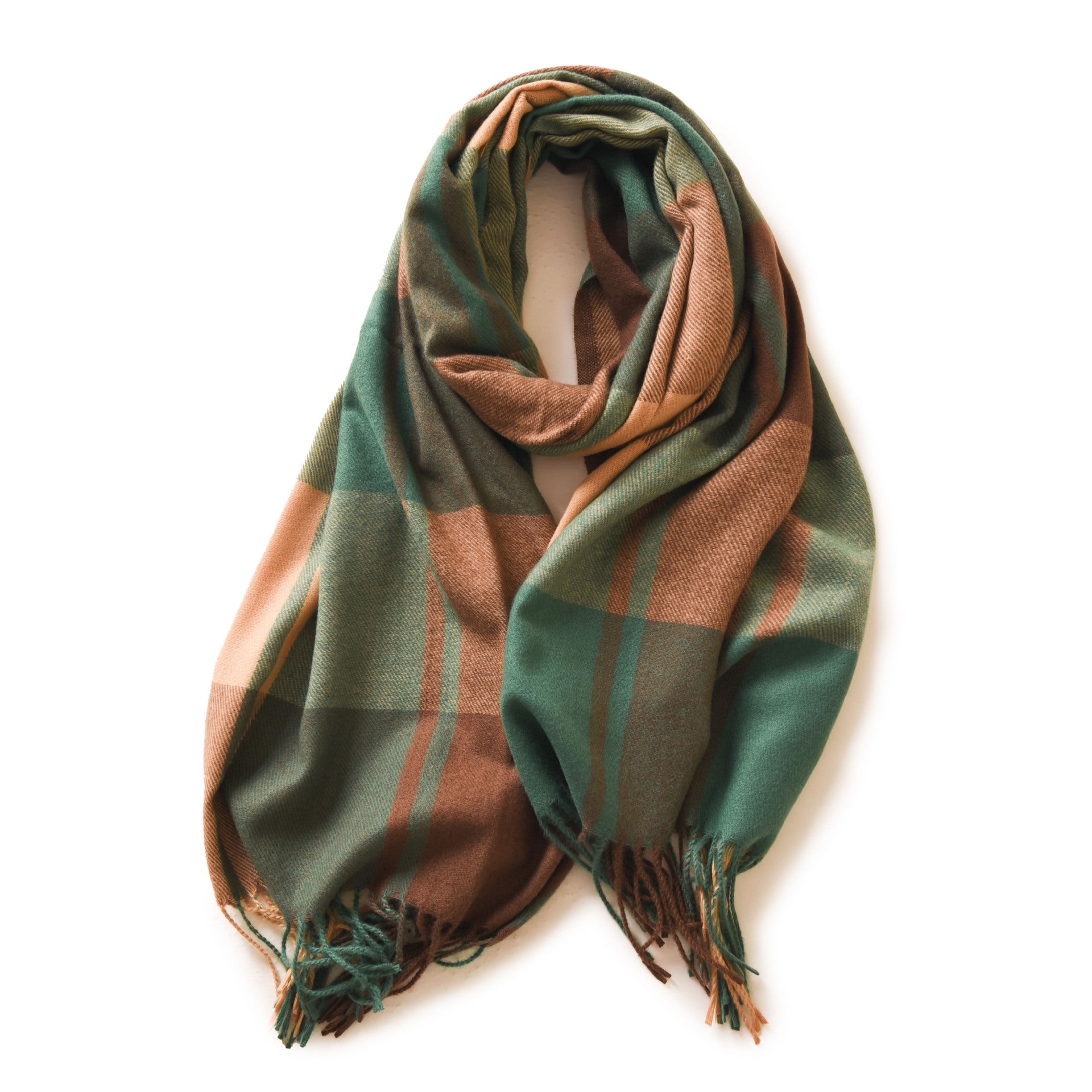 Bufanda de invierno para mujer de imitación cashmere con textura gruesa, diseño largo con flecos y tejido suave para mantener el calor.