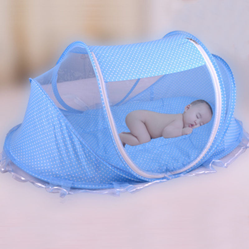 Cuna Plegable para Bebé con Mosquitera y Almohada – Set 2 Piezas