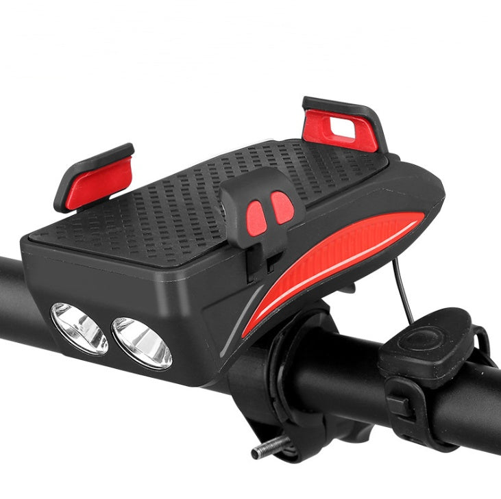 Soporte de teléfono para bicicleta con luz LED, timbre y cargador USB – Power Bank multifunción 2026