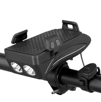 Soporte de teléfono para bicicleta con luz LED, timbre y cargador USB – Power Bank multifunción 2026