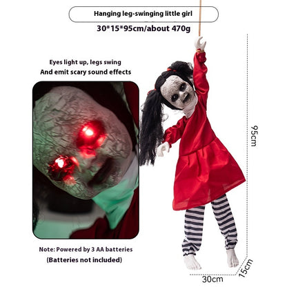 Fantasma Colgante “Niña Roja” – Decoración de Halloween con Brazos Móviles