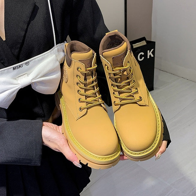 Botas Martin de Cuero Genuino con Plataforma Elevadora para Mujer