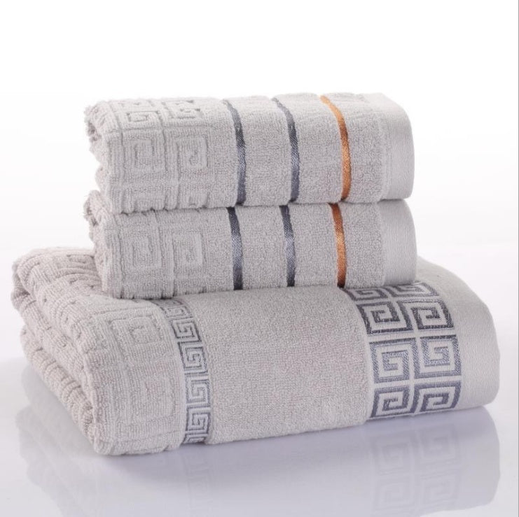 Set de toallas de algodón 3 piezas – suaves, absorbentes y elegantes
