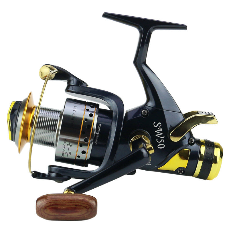 Carrete de pesca metálico SW50 / SW60 con sistema de freno delantero y trasero
