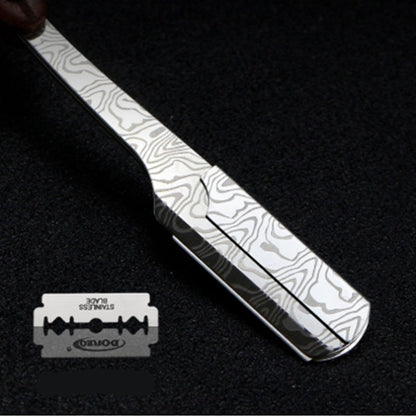 Navaja plegable Damasco Spider con mango de madera natural – Afeitado de precisión profesional