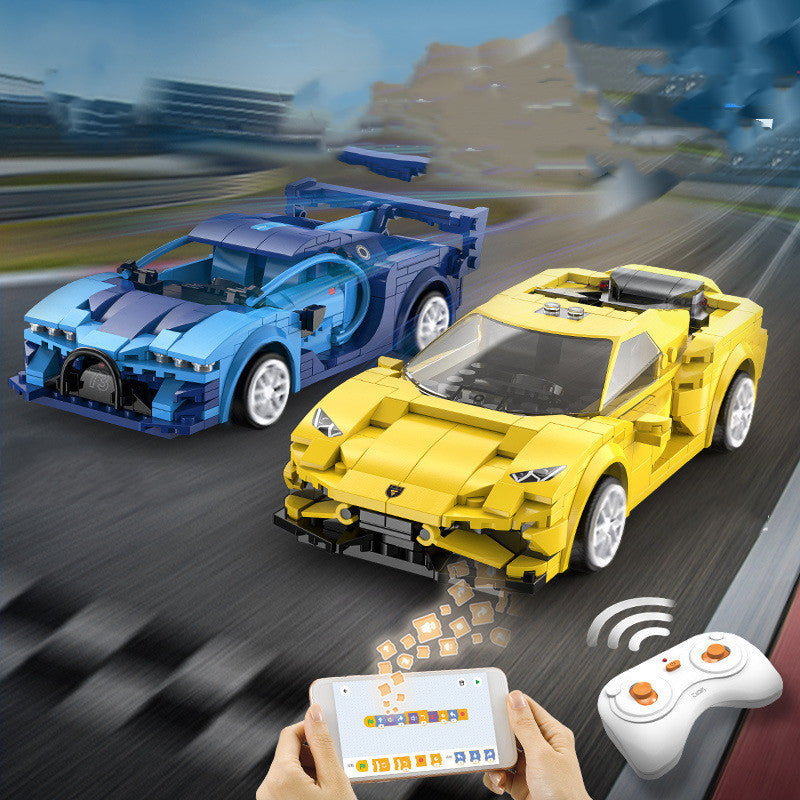Coche Deportivo “Blue Phantom” con Control Remoto y App – Juguete de Bloques de Construcción