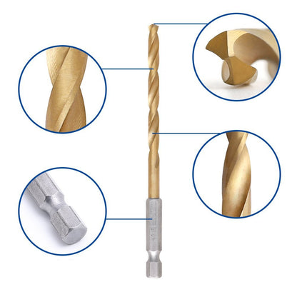 Juego de brocas de alta velocidad – 13 piezas hexagonales con revestimiento de titanio
